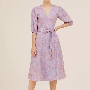 Lusana Charlie Midi Linen Wrap Dress